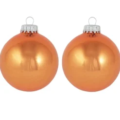 Kerstdecoratie|Kerstballen-Krebs Kerstballen - 8x st - oranje - 7cm - glas - orange crunch
