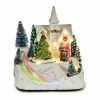 Kerstdecoratie-Krist+ Kerstdorp tafereel kerk - draaiende kerstboom