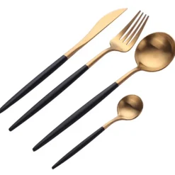 Besteksets-Krumble Bestekset (rond) - 24 delig - 6 persoons - Goud en zwart