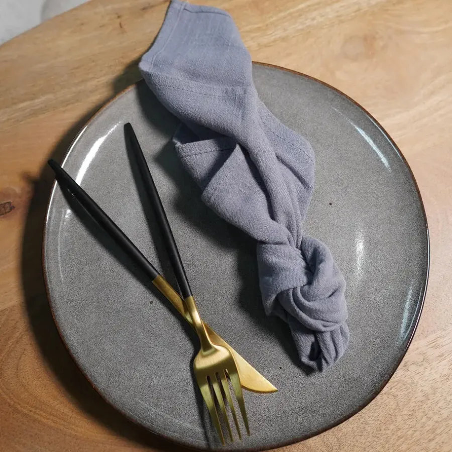Besteksets-Krumble Bestekset (rond) - 24 delig - 6 persoons - Goud en zwart