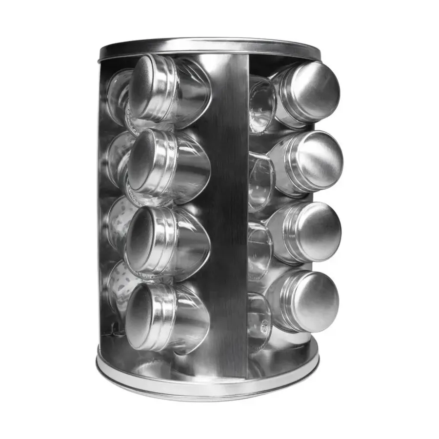 Krumble Kruidenrek draaibaar + 16 kruidenpotjes - RVS
