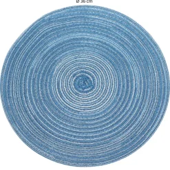 Placemats-Krumble Placemat rond - Blauw/grijs - Set van 8