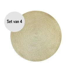 Krumble Placemat rond - PVC - Goud - Set van 4