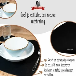 Placemats-Krumble Placemat set design - 8 stuks - Zwart