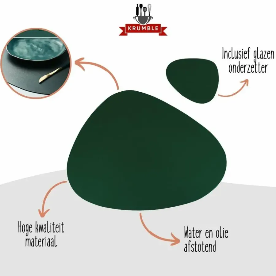 Placemats-Krumble Placemat set design - 6 stuks - Groen