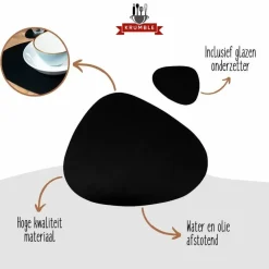 Placemats-Krumble Placemat set design - 4 stuks - Zwart