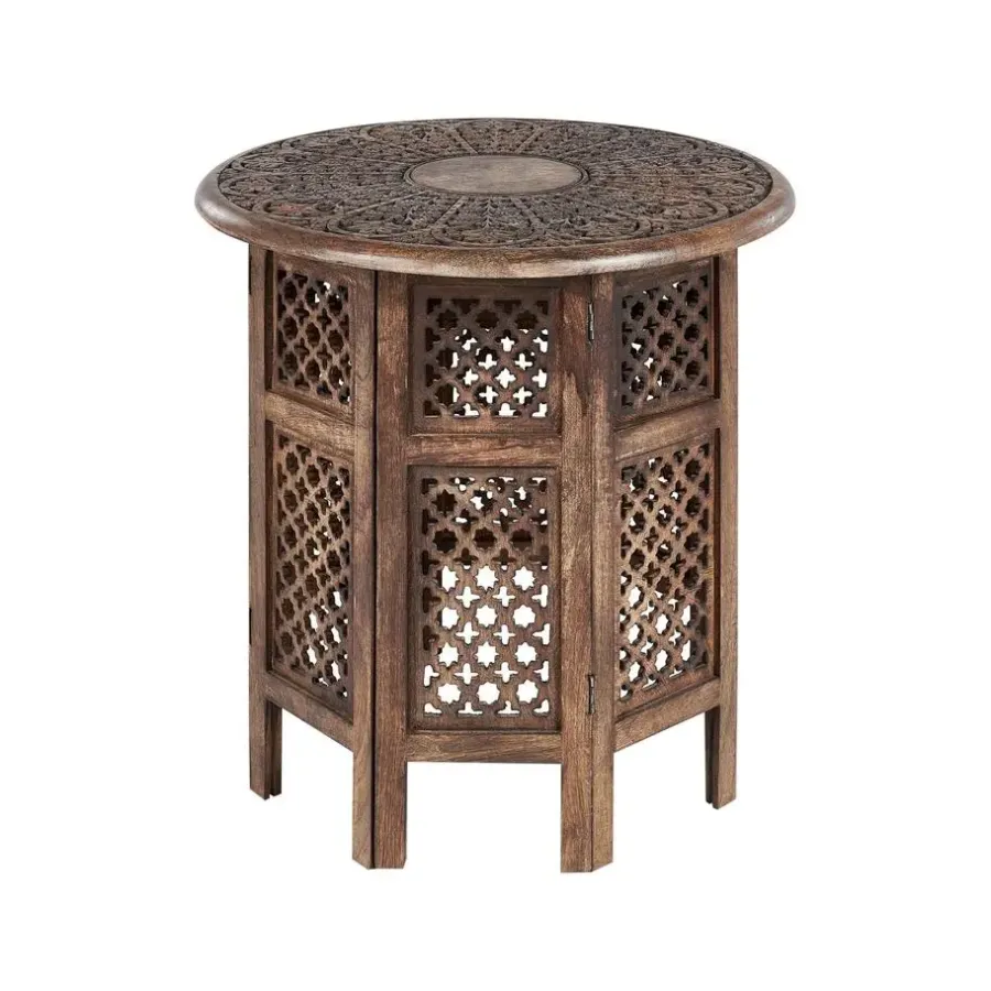 Bijzettafels-Beliani KUMALI - Bijzettafel - Donkere houtkleur - Mangohout