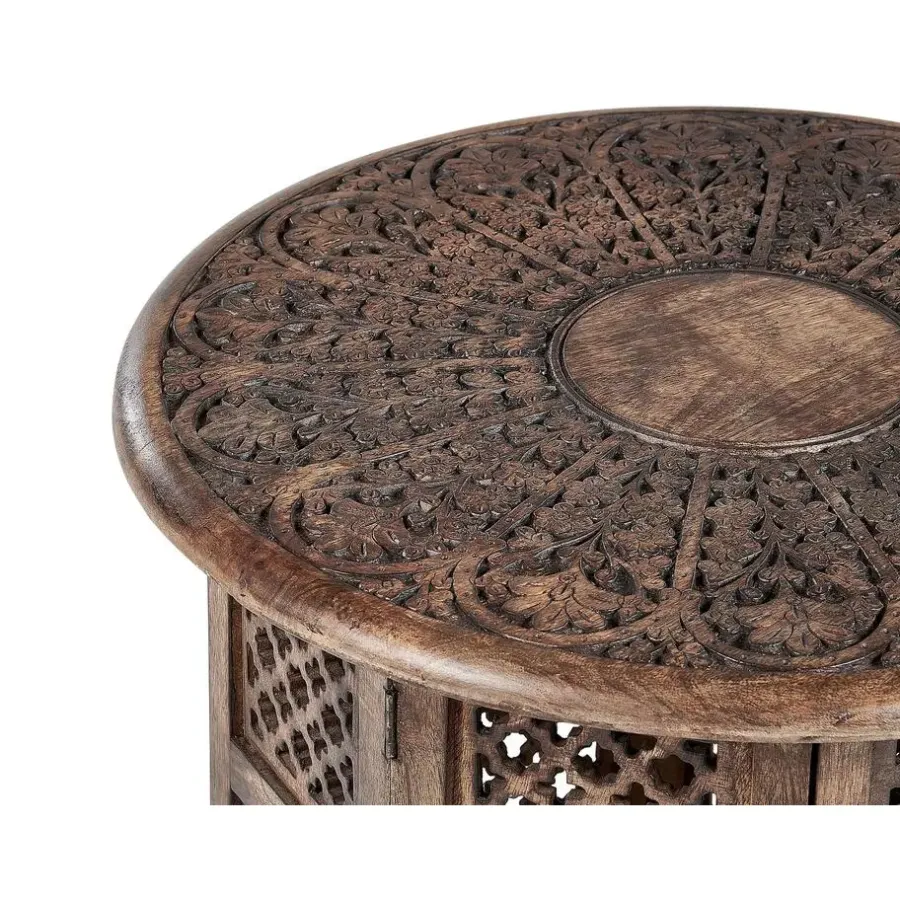 Bijzettafels-Beliani KUMALI - Bijzettafel - Donkere houtkleur - Mangohout