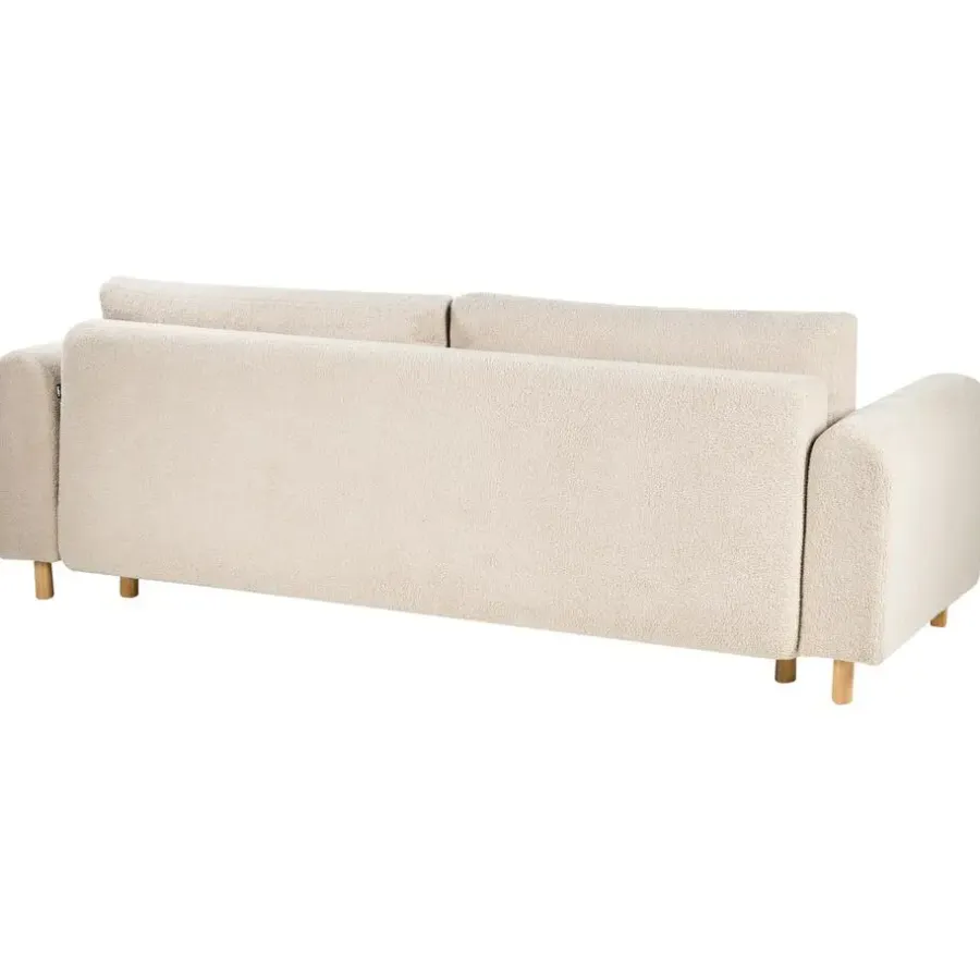 Slaapbanken|Slaapbanken-Leen Bakker KVAM - Slaapbank 3-zits opbergruimte - Beige - Bouclé