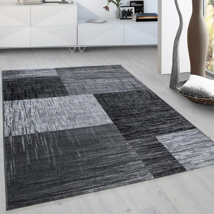 Laagpolige Vloerkleden-Muratap Laagpolig Vloerkleed Plus - Grijs Zwart - 160x230 cm - Tapijt Woonkamer