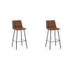 LABEL51 Barkruk Bistro - Cognac - Micro Suede - set van 2