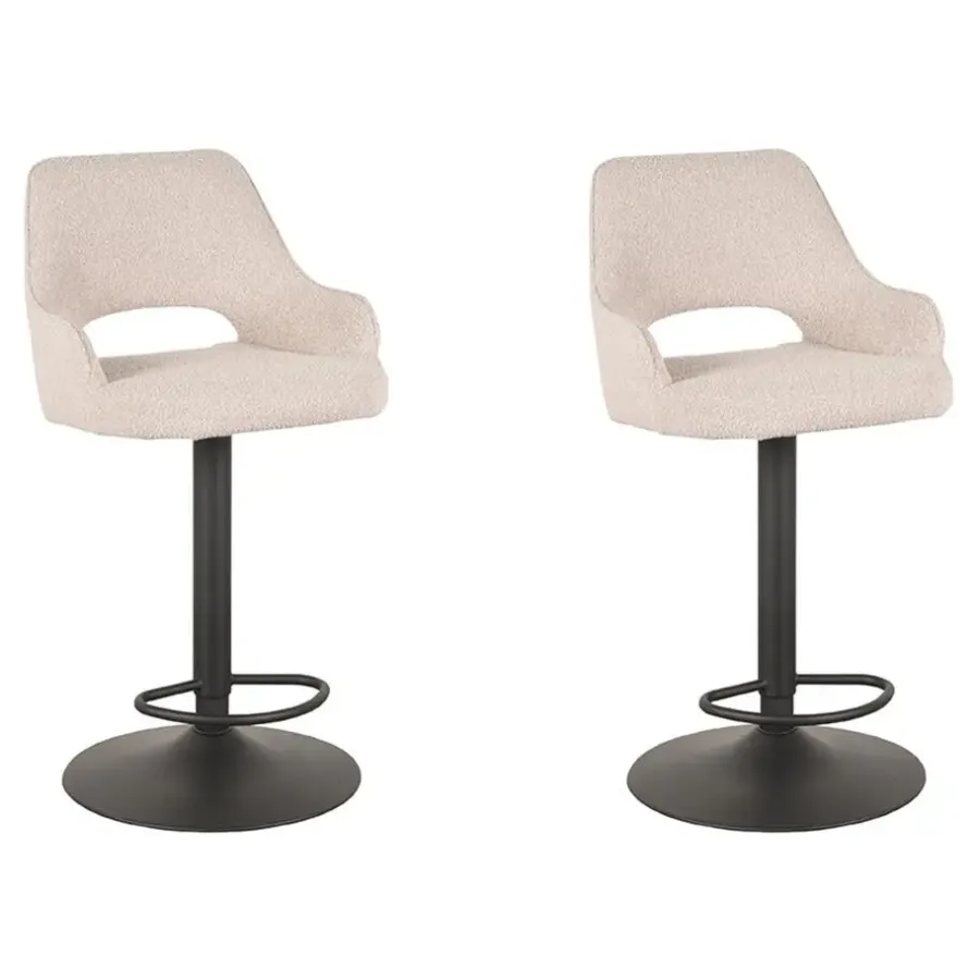 Barkrukken-LABEL51 Barkruk Fer - Naturel - Boucle - 47 x 45cm - set van 2