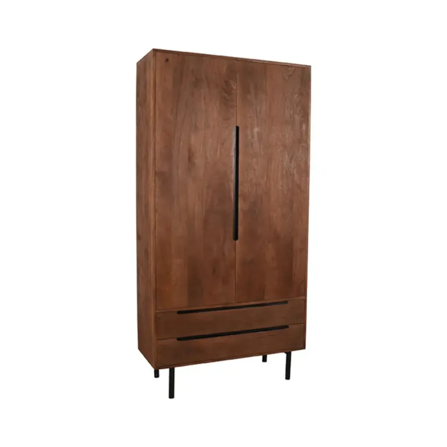 LABEL51 Bergkast Rio - Espresso - Mangohout - 2-Deurs - 200 cm