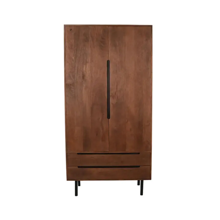 LABEL51 Bergkast Rio - Espresso - Mangohout - 2-Deurs - 200 cm