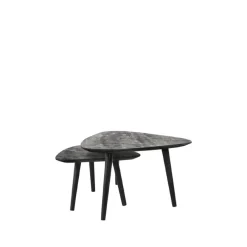 LABEL51 Salontafel Rock 110x64x39 cm - Zwart - Mangohout - Set van 2