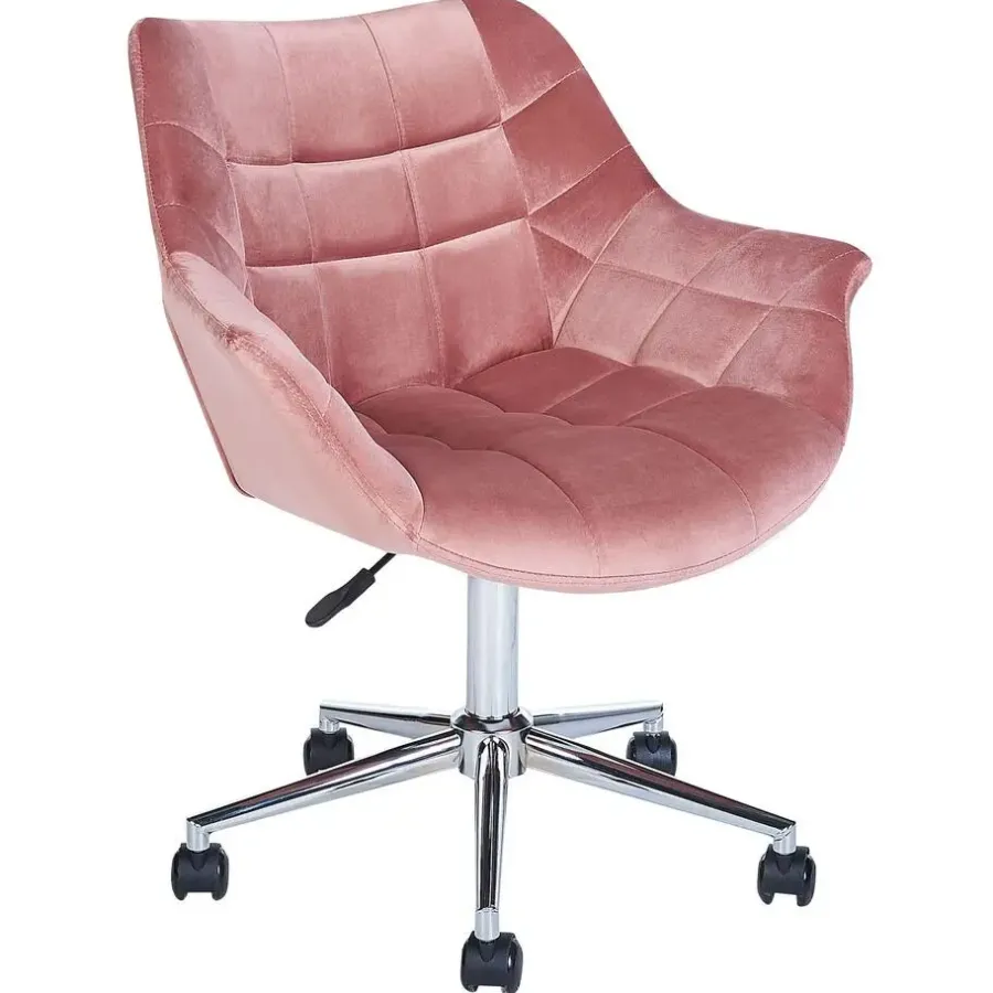 Bureaustoelen|Bureaustoelen-Beliani LABELLE - Bureaustoel - Roze - Fluweel