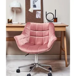 Bureaustoelen|Bureaustoelen-Beliani LABELLE - Bureaustoel - Roze - Fluweel