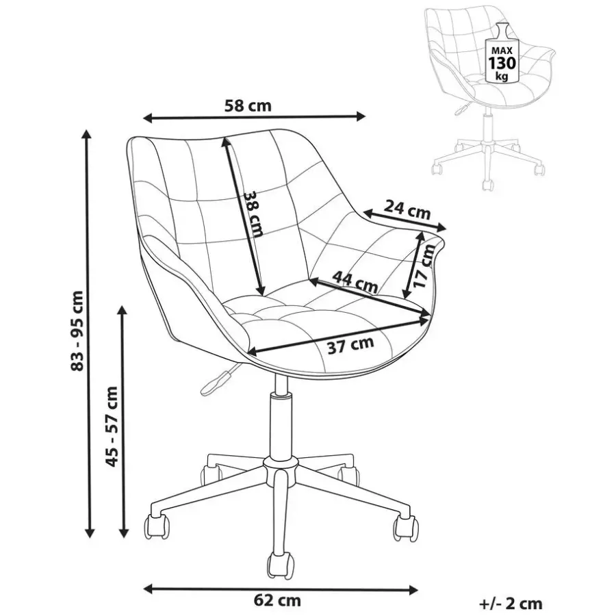 Bureaustoelen|Bureaustoelen-Beliani LABELLE - Bureaustoel - Roze - Fluweel