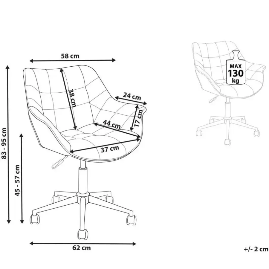 Bureaustoelen|Bureaustoelen-Beliani LABELLE - Bureaustoel - Roze - Fluweel