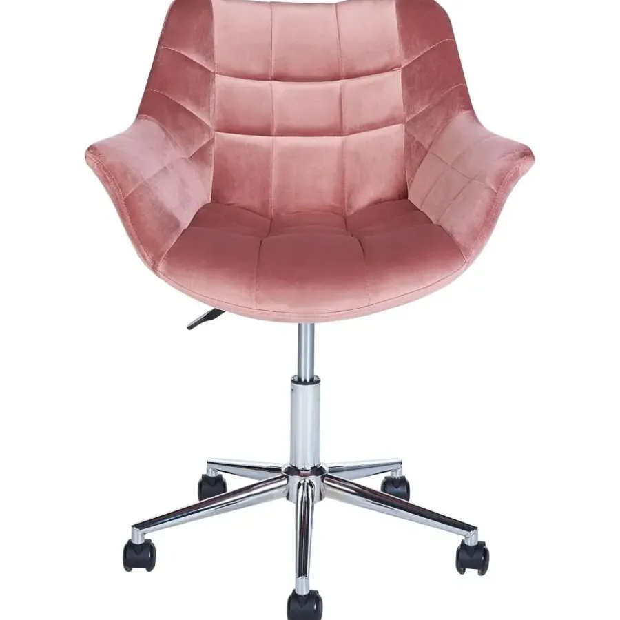 Bureaustoelen|Bureaustoelen-Beliani LABELLE - Bureaustoel - Roze - Fluweel