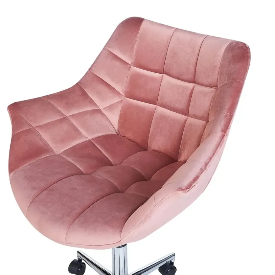 Bureaustoelen|Bureaustoelen-Beliani LABELLE - Bureaustoel - Roze - Fluweel