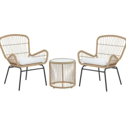 Bistro- & Balkonsets-Beliani LABICO - Bistroset voor 2 - Natuurlijk - PE rotan