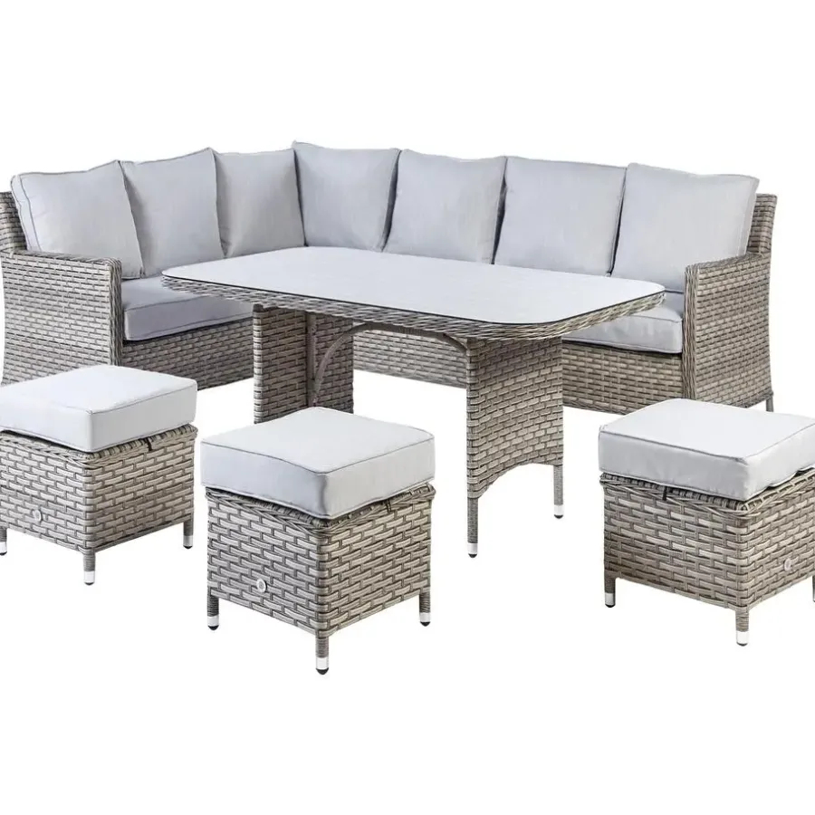 Loungesets-Beliani LACONA - Loungeset 9-zits - Grijs - Kunstrotan