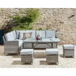Loungesets-Beliani LACONA - Loungeset 9-zits - Grijs - Kunstrotan