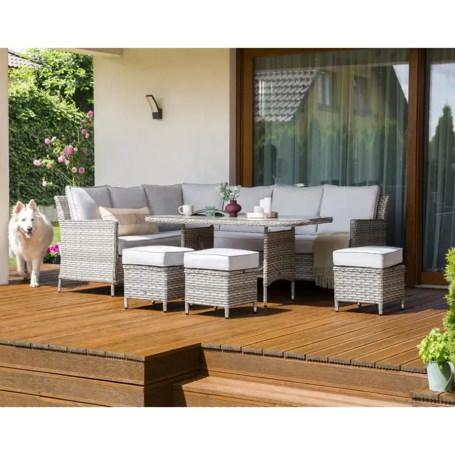 Loungesets-Beliani LACONA - Loungeset 9-zits - Grijs - Kunstrotan