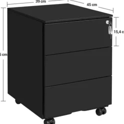 Songmics Ladeblok Incl. Slot - 55x45x39cm - Zwart