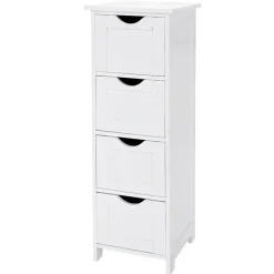 ACAZA Ladekast - badkamer - 4 vakken - 30x82x30 cm - wit