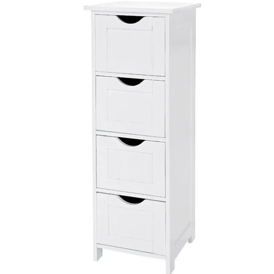 ACAZA Ladekast - badkamer - 4 vakken - 30x82x30 cm - wit
