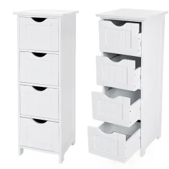 ACAZA Ladekast - badkamer - 4 vakken - 30x82x30 cm - wit