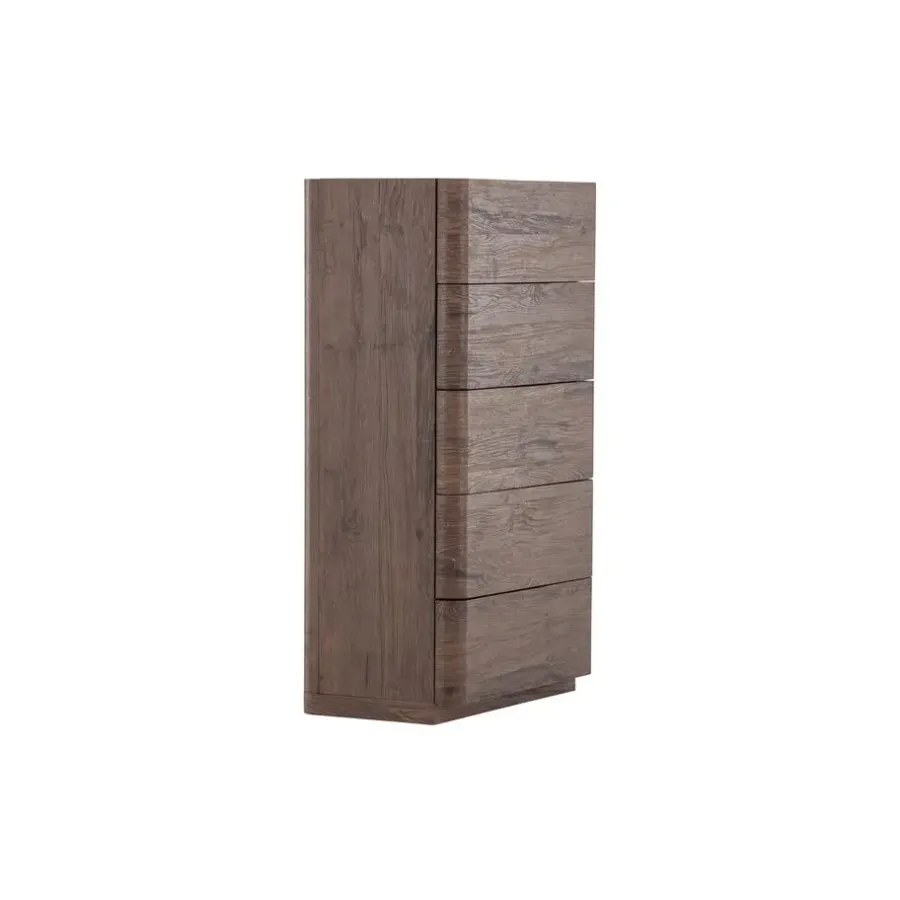 Ladekasten|Ladekasten-Fjôrd Ladekast 5 Lades - Donkerbruin MDF - 55x35x100cm - Noble