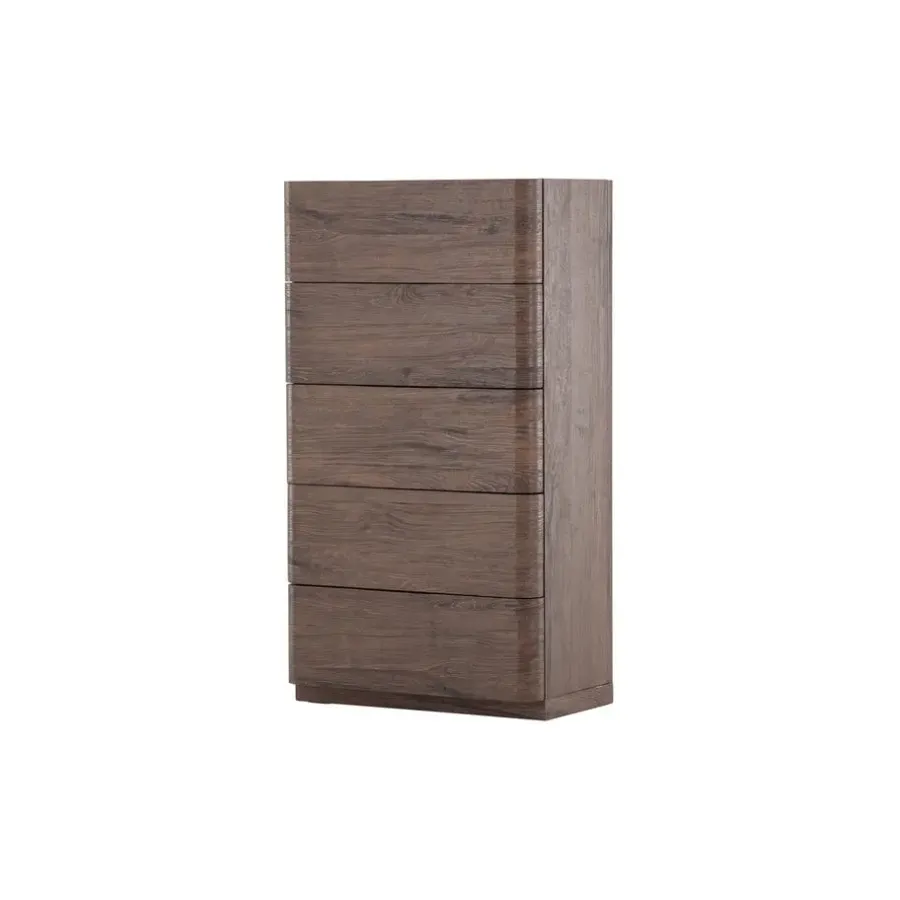 Ladekasten|Ladekasten-Fjôrd Ladekast 5 Lades - Donkerbruin MDF - 55x35x100cm - Noble