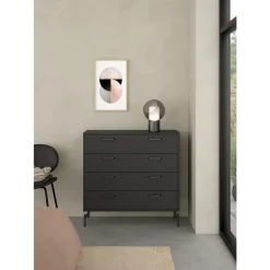Ladekasten|Ladekasten-Leen Bakker Ladekast Canada - mat zwart - 96x99x40 cm