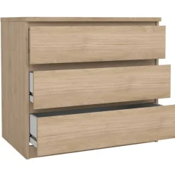 Leen Bakker Ladekast Naia 3 lades - eikenkleur - 70,1x77x50 cm