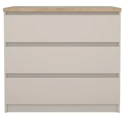 Leen Bakker Ladekast Naia 3 lades - greige/eiken - 70,1x77x50 cm