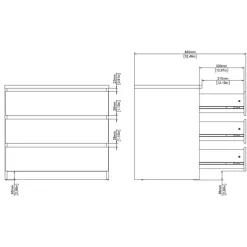 Leen Bakker Ladekast Naia 3 lades - greige/eiken - 70,1x77x50 cm