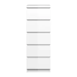 Ladekasten|Ladekasten-Leen Bakker Ladekast Naia hoog 5 lades - hoogglans wit - 111,3x40,2x50 cm