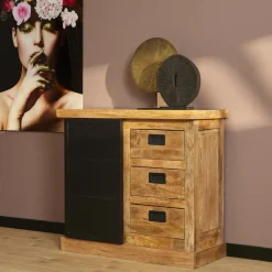 Ladekasten|Ladekasten-StarFurn Ladekast Rechthoek Naturel Hout - 100x45x85cm - Nashville