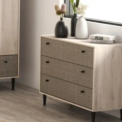 CBA Ladekast Sayuri 3 lades-Kronberg eik/wicker