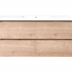 Leen Bakker LAGOA - Wandgemonteerd meubel met wasbak - Lichtbruin - 120 cm - MDF