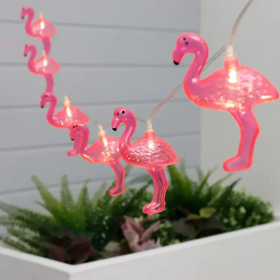 Gardenwize Lampen koord - flamingo LED - 10 lampjes - zonne-energie