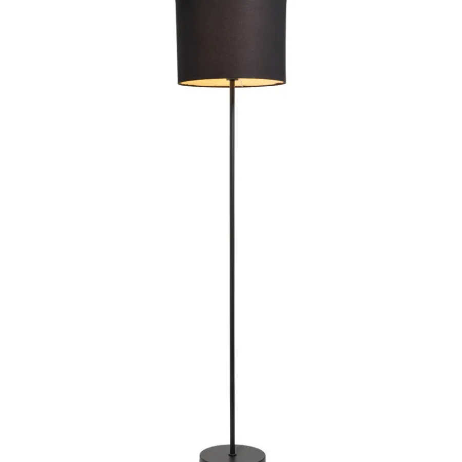 Leen Bakker Lampenkap Luna cilinder zwart - 30xØ40 cm