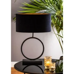Light & Living Lampenkap Ovaal Velours - Zwart - 45x21x22cm