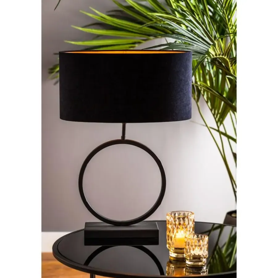 Light & Living Lampenkap Ovaal Velours - Zwart - 45x21x22cm