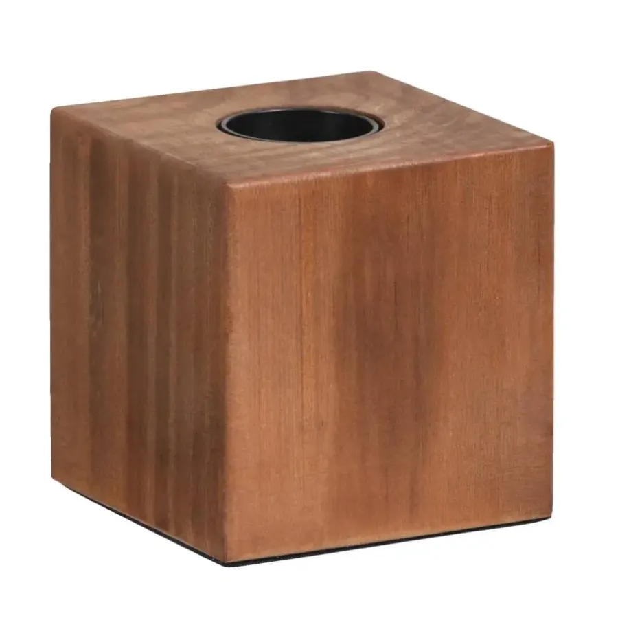 Lampenvoeten-Leen Bakker Lampvoet Kai - bruin hout E27 - 9x9x9 cm