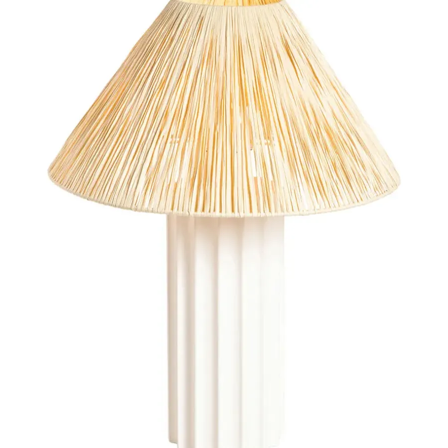 Lampenvoeten-Leen Bakker Lampvoet Linne - wit keramiek - 33,5xØ12 cm