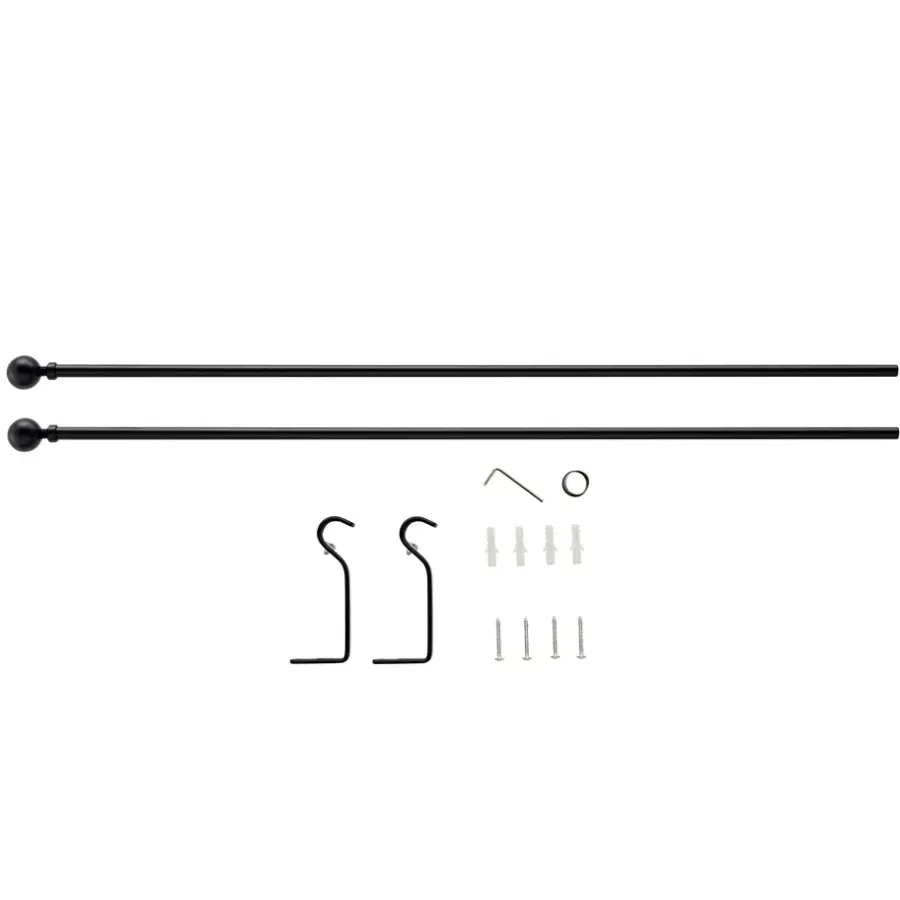 ACAZA Lange Gordijnroede - Uitschuifbaar - Stang van 90 - 170 cm - Zwart